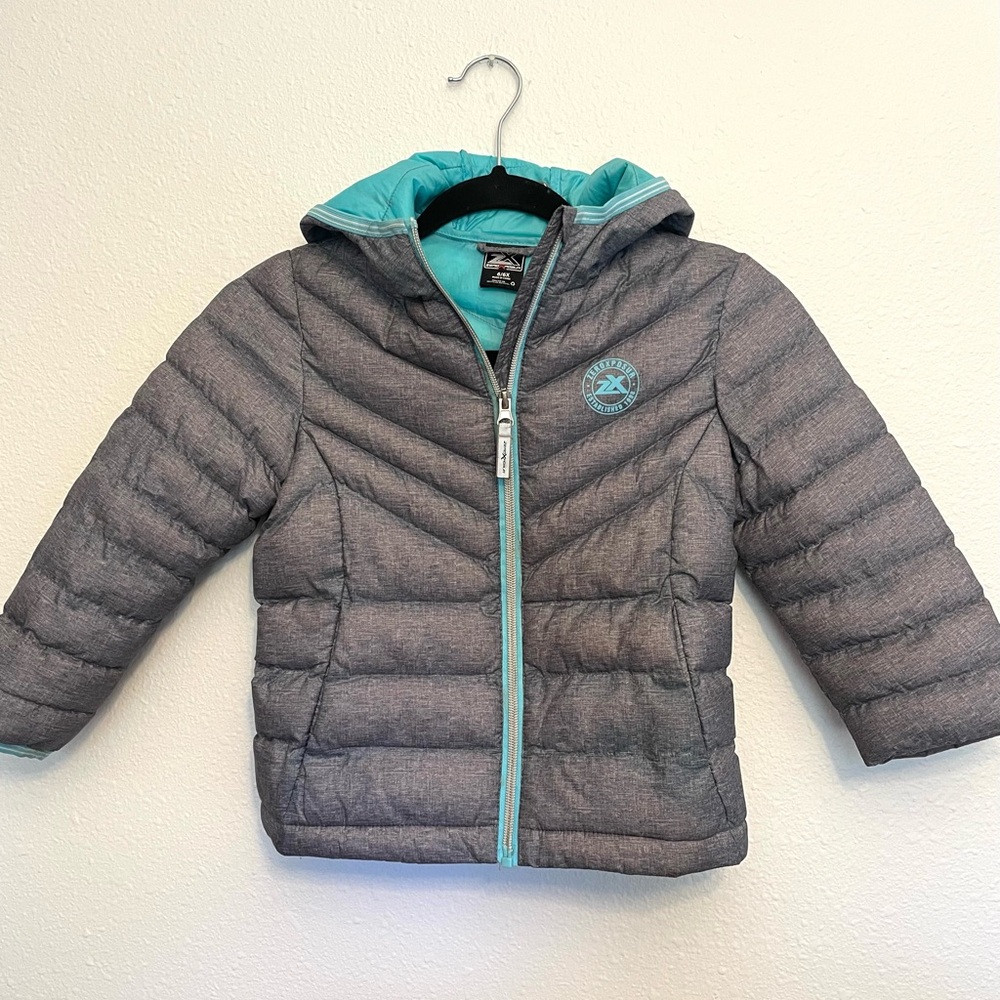 ZeroXposur Kids Heather Gray Hooded Quilted Winter Puffer Jacket Size 6/6X